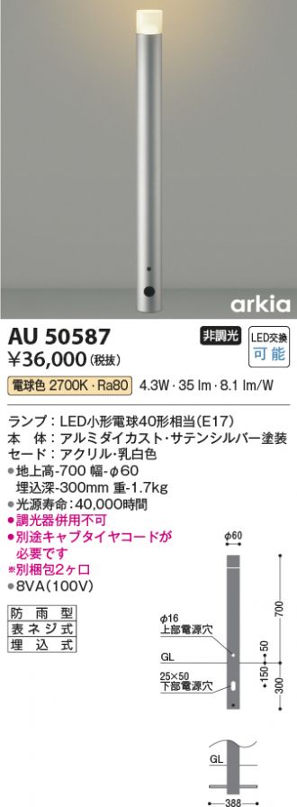 AU50587(コイズミ照明) 商品詳細 ～ 激安 電設資材販売 ネットバイ